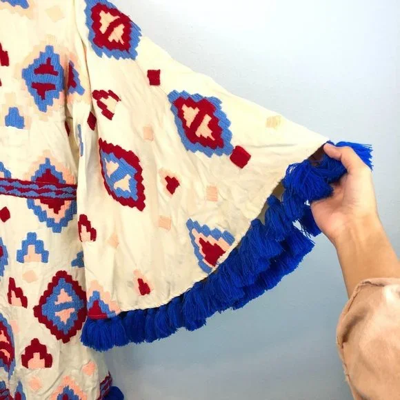 All Things Mochi Isula Embroidered Tassel Dress sz S - Picture 6 of 8